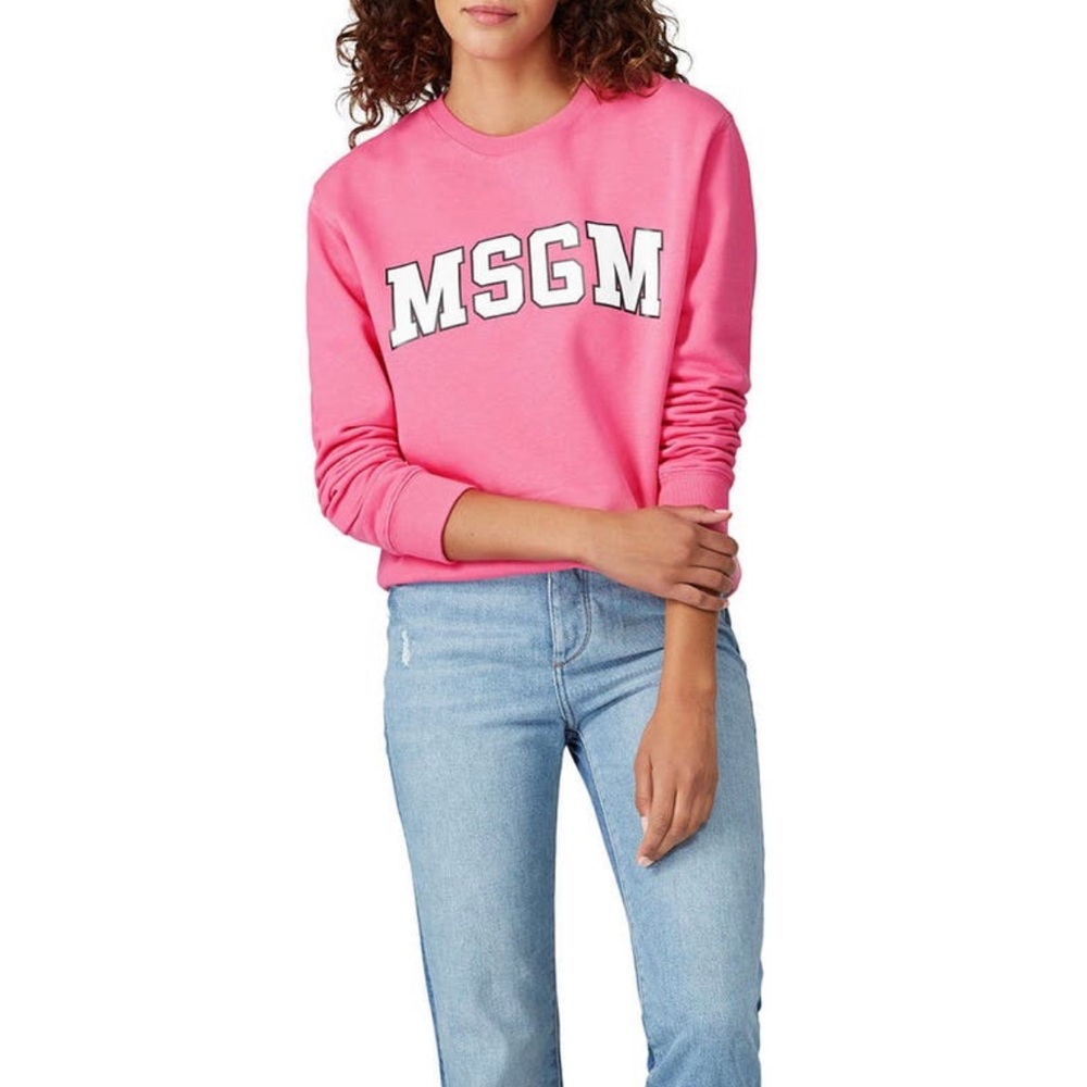 MSGM Varsity Logo Sweatshirt Medium Hot Pink Collegiate Cotton Barbiecore